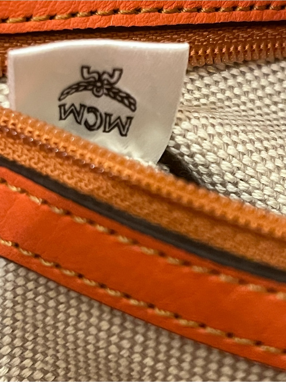 MCM Leather Orange Tote Bag (pen mark on leather) - Picture 9 of 10